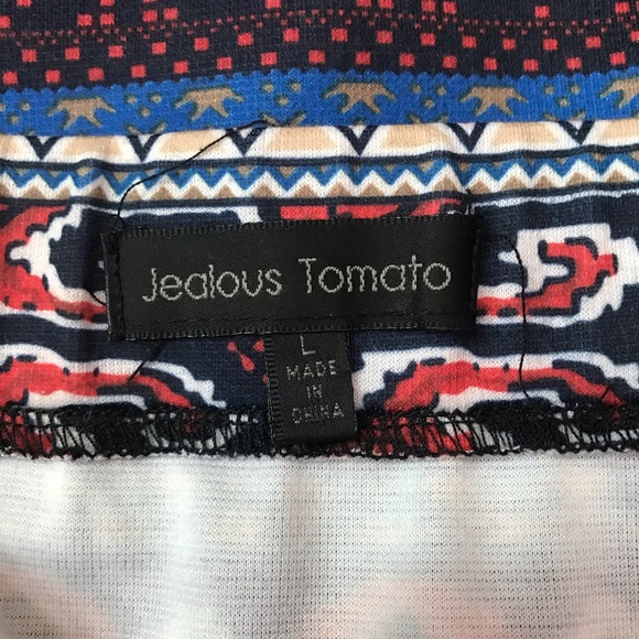 JEALOUS TOMATO Striped Aztec Tribal Pull-on Stretchy Knee-Length Pencil Skirt L - Picture 3 of 4